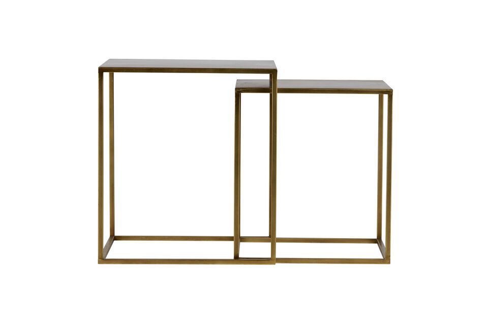 Set di 2 tavolini in metallo dorato Ziva Woood