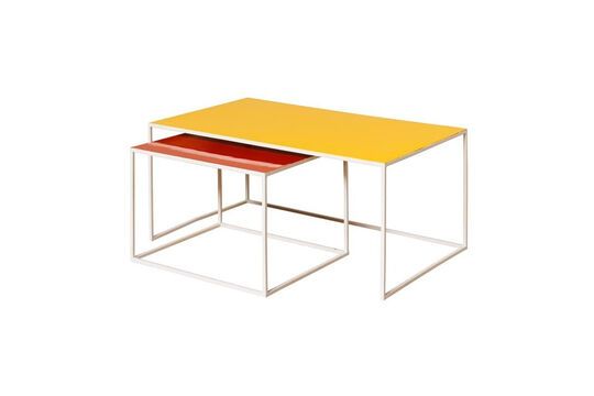 Set di 2 tavolini in metallo Spring arancione e giallo