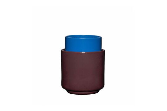 Set di 2 vasi in ceramica blu e marrone Due