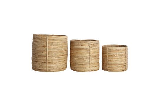 Set di 3 cesti rotondi in rattan leggero Chaka