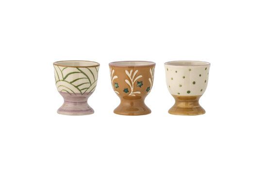 Set di 3 portauovo in gres marrone Vincent