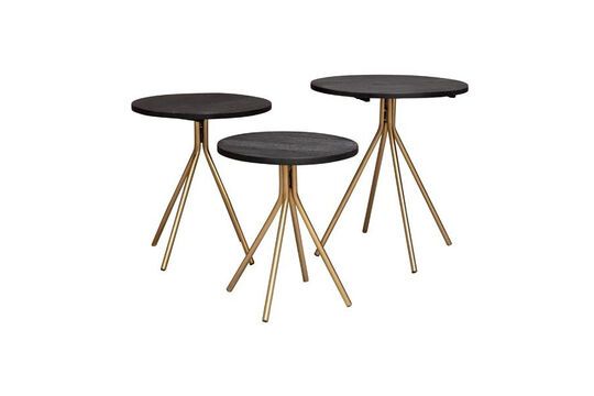 Set di 3 tavolini in legno nero Supremes
