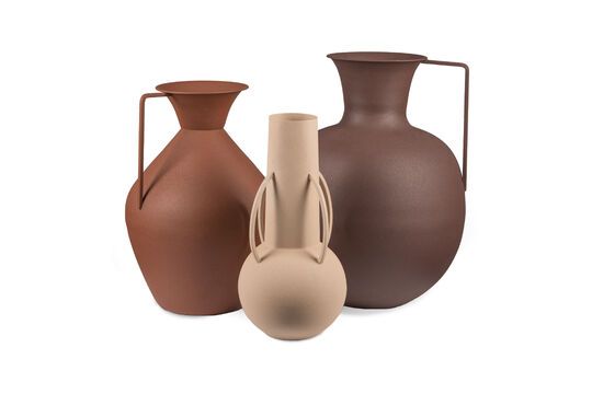 Set di 3 vasi in ferro riciclato color cognac romano