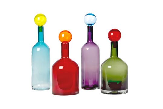 Set di 4 bottiglie di vetro multicolore Bubbles Foto ritagliata