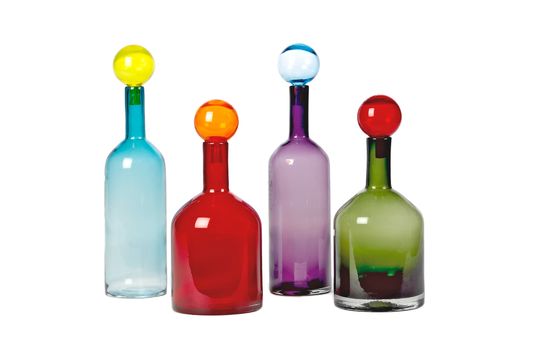 Set di 4 bottiglie di vetro multicolore Bubbles