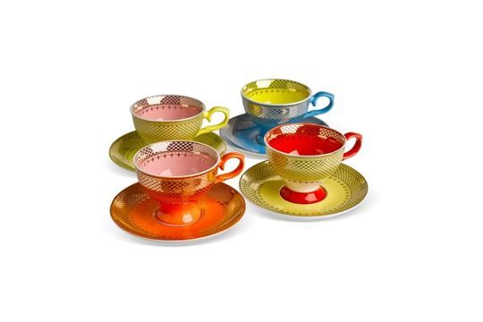 Set di 4 tazze Grandma in porcellana multicolore