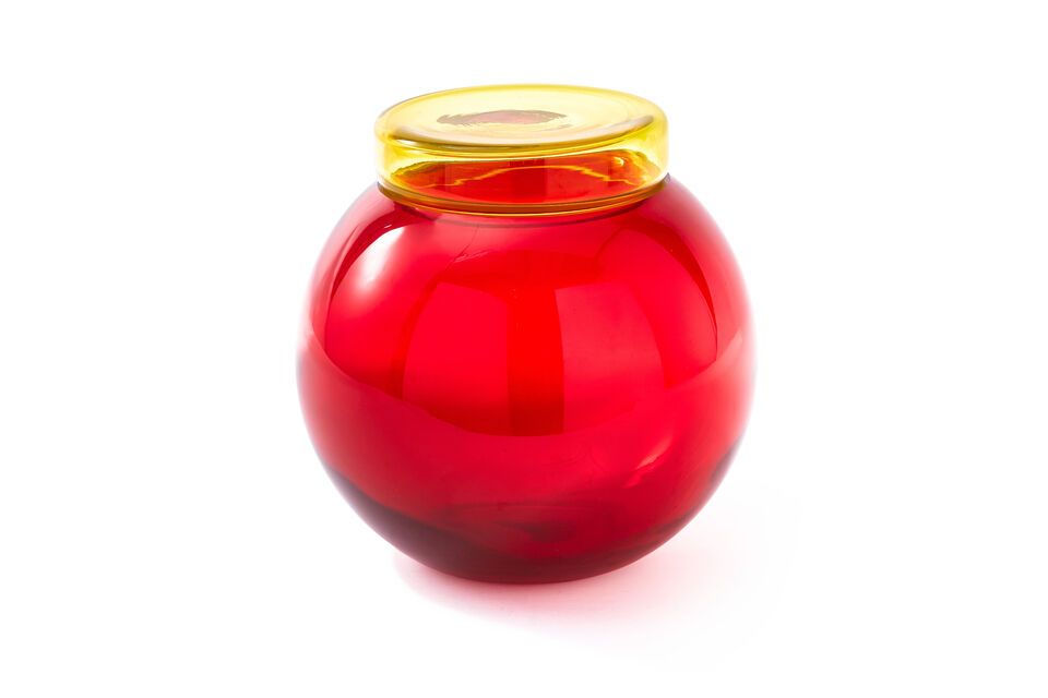 Questo set di quattro barattoli di vetro multicolore della serie \