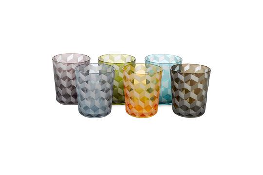 Set di 6 bicchieri multicolore con motivi quadrati Tumbler Foto ritagliata