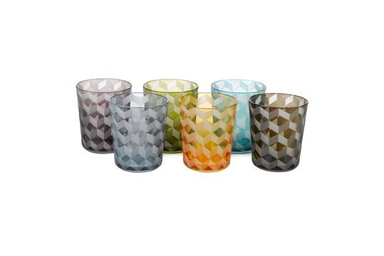 Set di 6 bicchieri multicolore con motivi quadrati Tumbler