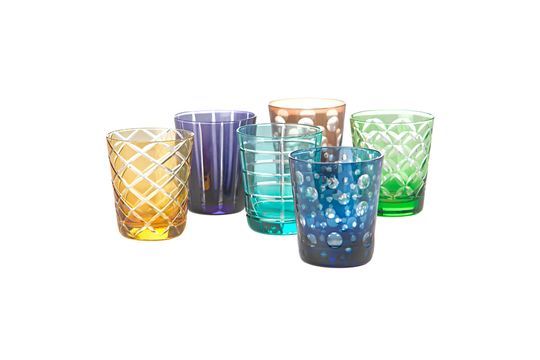 Set di 6 bicchieri multicolore con motivo Tumbler rotondo