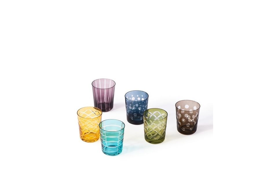 Set di 6 bicchieri multicolore con motivo Tumbler rotondo Pols Potten