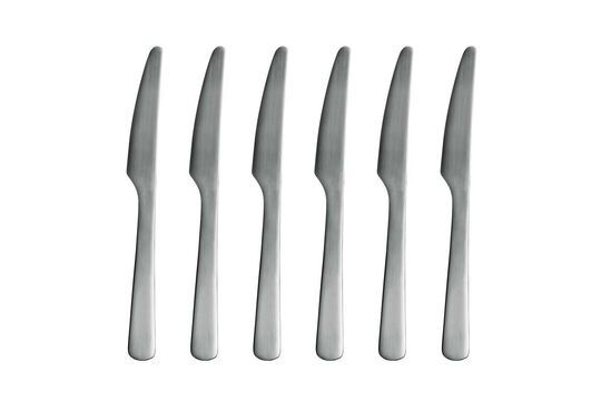 Set di 6 coltelli Luxis in acciaio inossidabile color argento Foto ritagliata