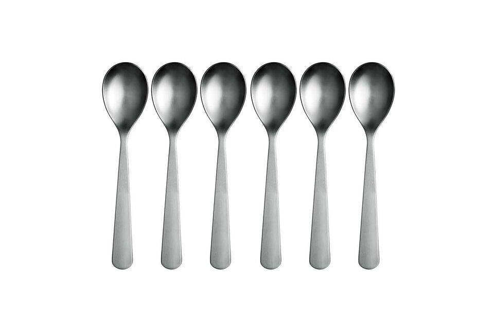 Set di 6 cucchiai d'argento in acciaio inox Luxis Normann Copenhagen
