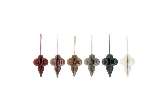 Set di 6 ornamenti di carta rossa Milay