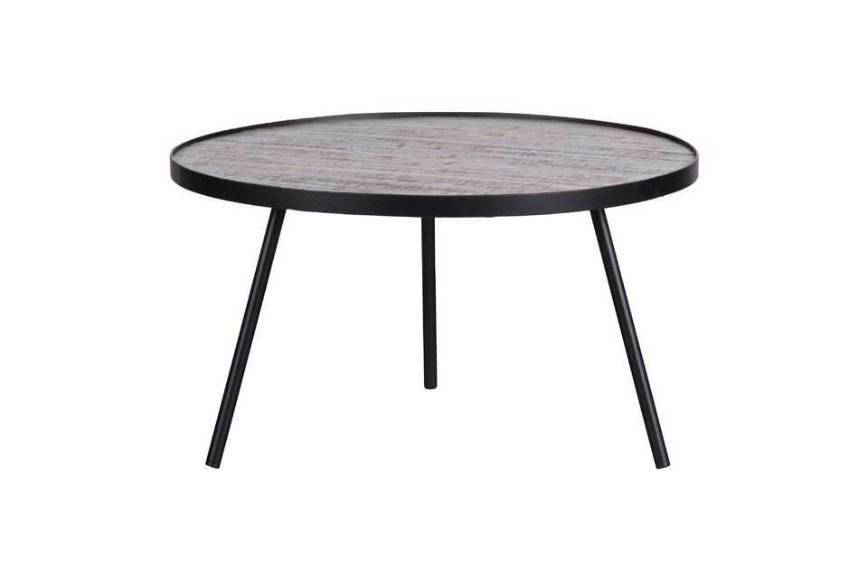 Set di tavolini in metallo nero e legno Lize Woood