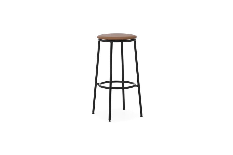 Sgabello da bar in acciaio e pelle marrone 75cm Circa Normann Copenhagen