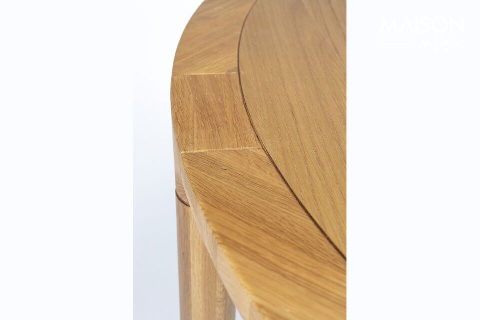 Storm beige ronde houten tafel D128 - 7