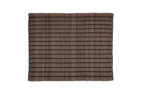 Tappeto in cotone e iuta a righe nere e beige Basilico