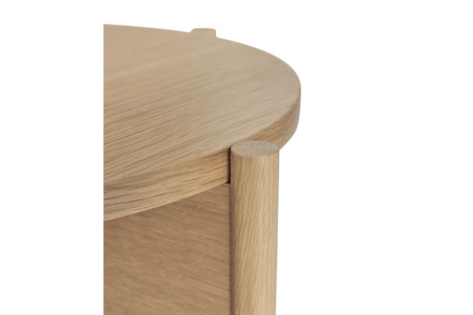 Questo piccolo comodino in legno ha un\'estetica semplice ma moderna