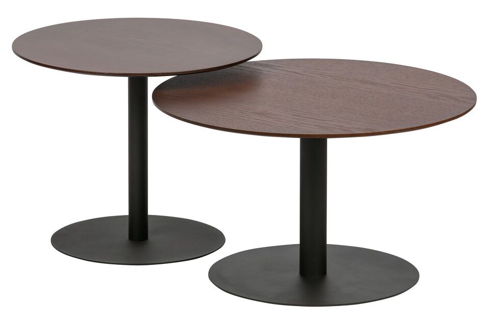 Tavolino Odin in metallo e legno marrone, elegante e caldo