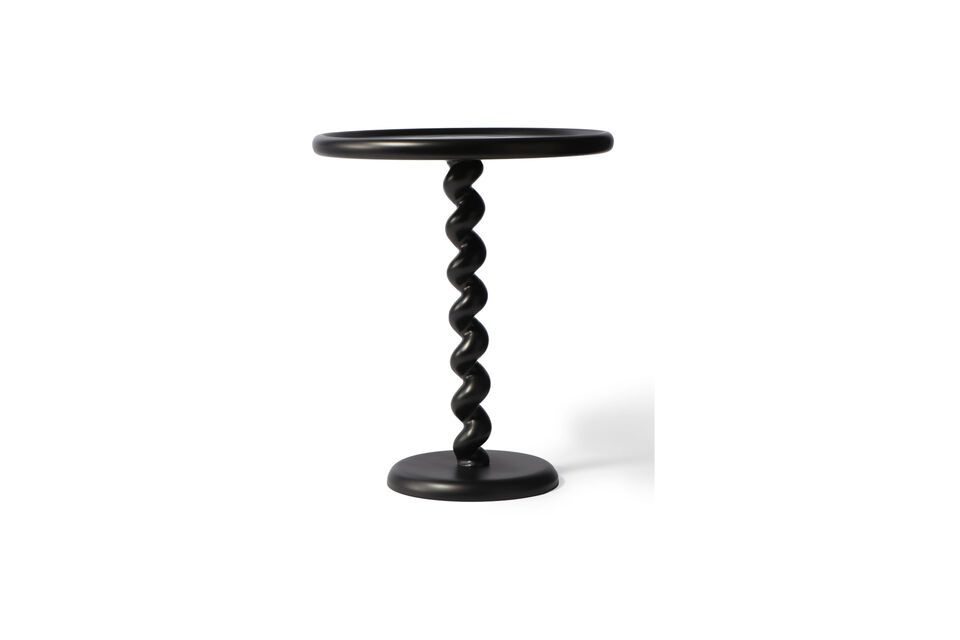 Il tavolino Twister in fusione di alluminio nero di Pols Potten Studio ha una gamba molto moderna e