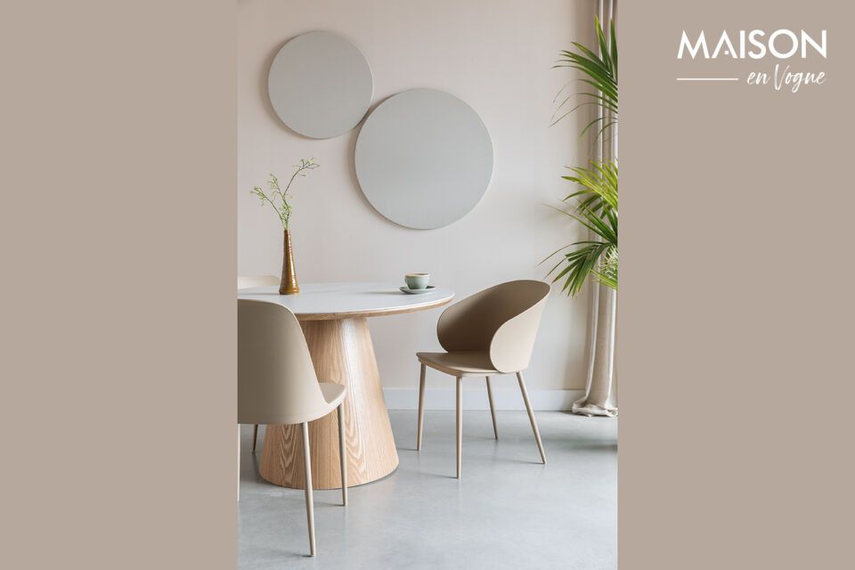 Tavolo da pranzo rotondo in legno beige Almira White Label