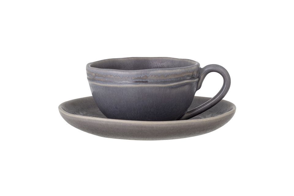 Tazza da cappuccino e piattino Raben grigio Bloomingville