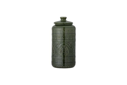 Vaso con coperchio verde in gres Rani