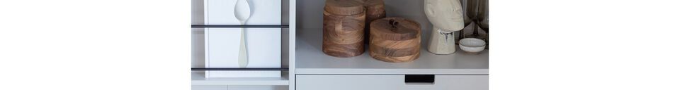 Materiali prima di tutto Vaso in legno di acacia beige opalino con coperchio