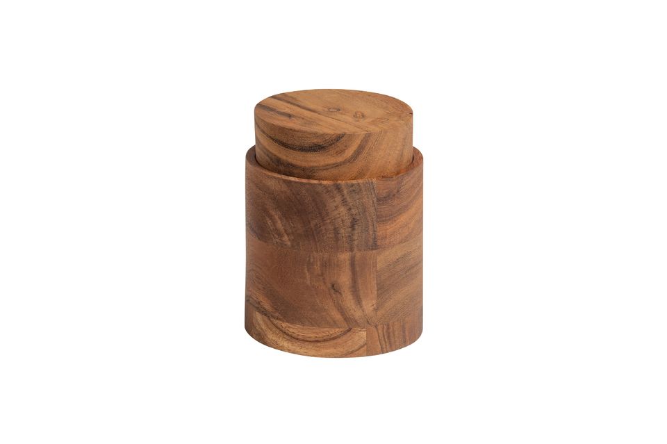 Vaso in legno di acacia beige opalino con coperchio Woood