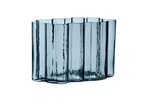 Vaso in vetro blu umido