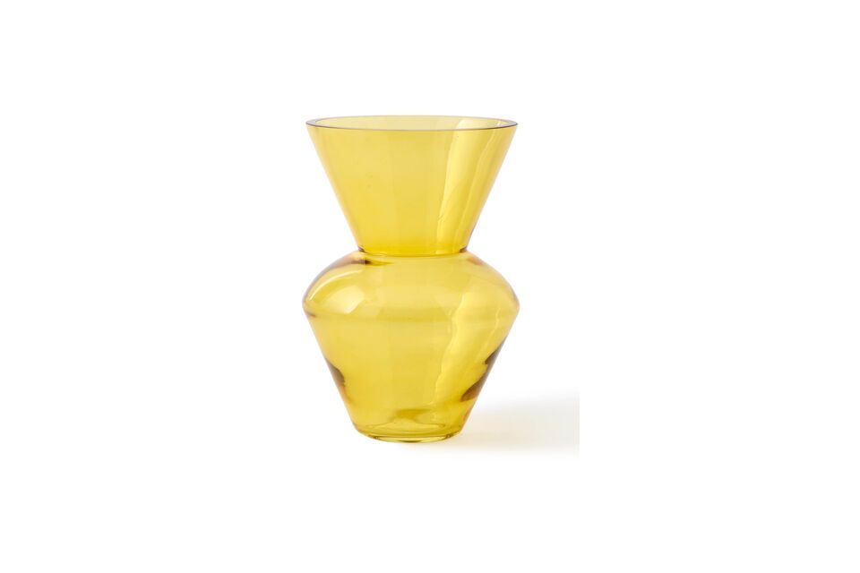 Questo vaso in vetro ha un collo spesso e largo