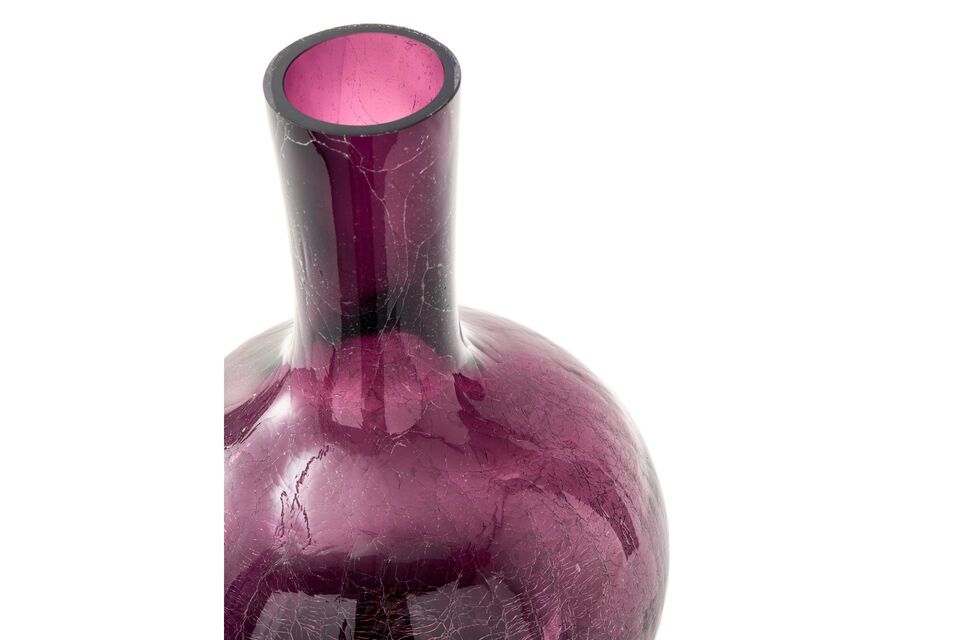 Vaso in vetro viola scuro h50cm incrinato - 8