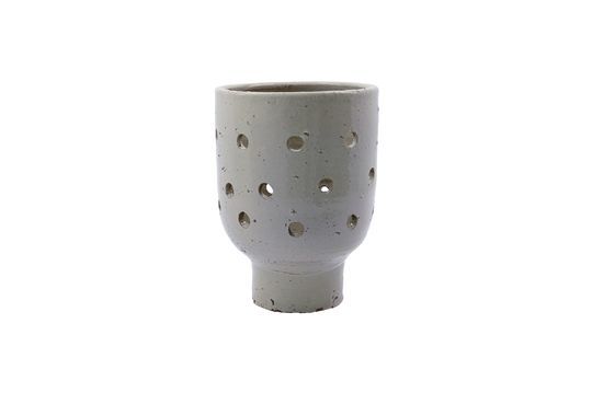 Vaso per candele in gres beige Artist